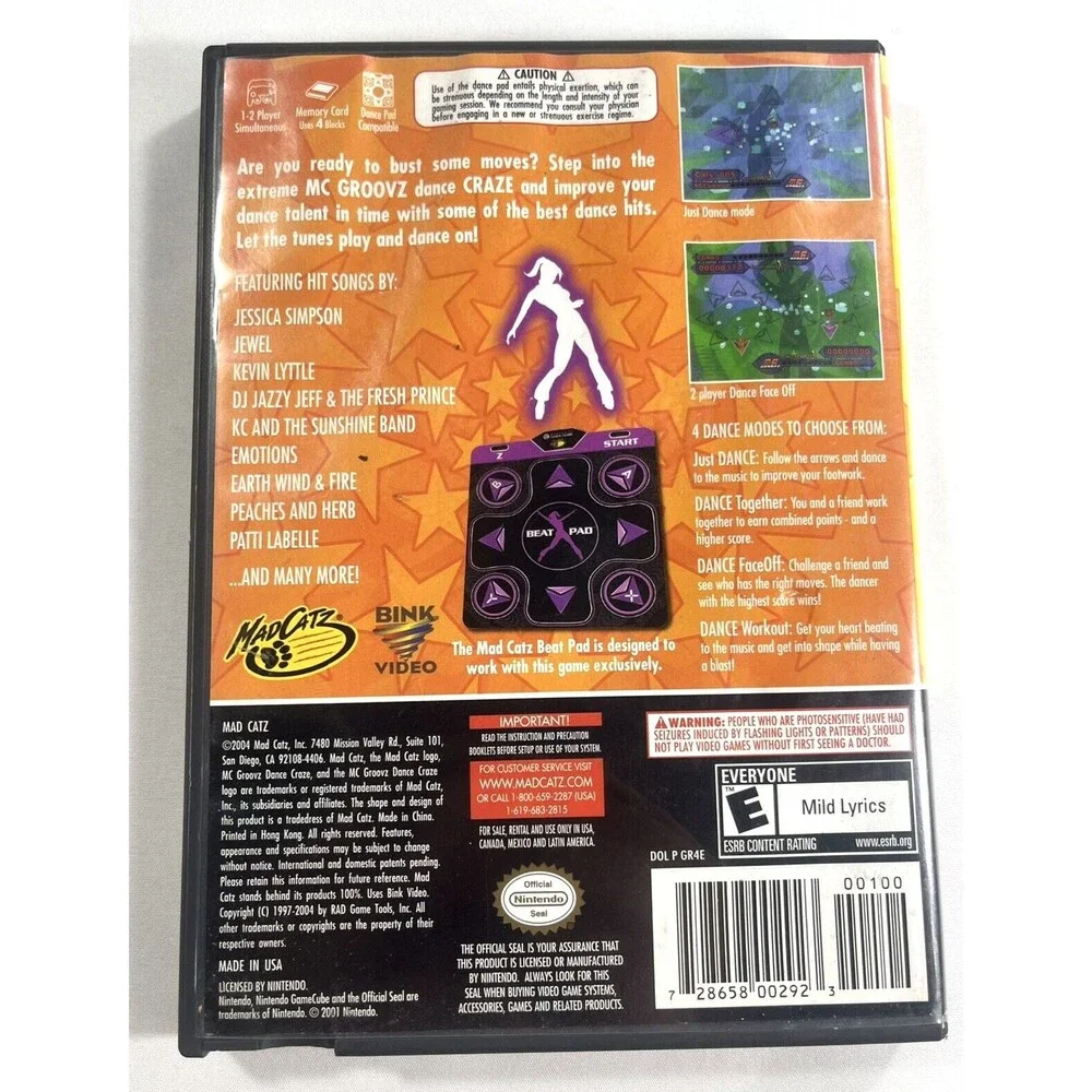 MC Groovz Dance Craze Nintendo GameCube, 2004 Complete with Manual Tested